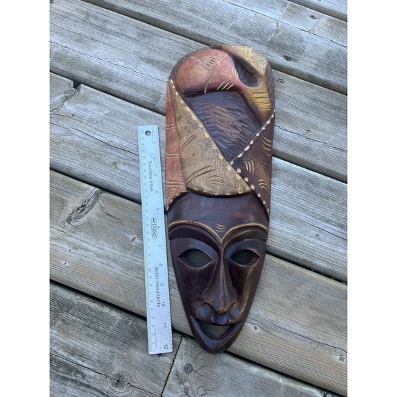 Vintage Huge African Wooden Mask Good condition. Wall Decor - Picture 5 of 11